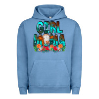 Pigment Pebble Blue Girl Mama Flowers Cow Urban Hoodie - CowCowDesign