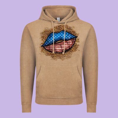 Western 4 Of July Lips Vintage Hoodie Designed By Bundleandbundleshop