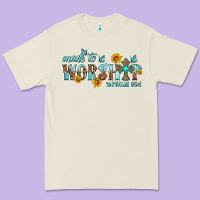 Made To Worship With Sunflowers Premium Tee Designed By Hra Design Shop