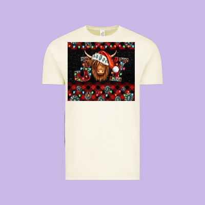 Joy Shaggy Cow Christmas Vintage Tee Designed By Jasminsmagicworld
