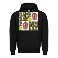 Black softball uniform game day seamless pattern Zipper Hoodie - BundleAndBundleShop