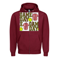 Burgundy softball uniform game day seamless pattern Zipper Hoodie - BundleAndBundleShop