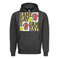 Charcoal Heather softball uniform game day seamless pattern Zipper Hoodie - BundleAndBundleShop