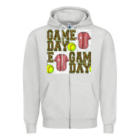 Dove Grey softball uniform game day seamless pattern Zipper Hoodie - BundleAndBundleShop