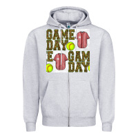 Heather Grey softball uniform game day seamless pattern Zipper Hoodie - BundleAndBundleShop
