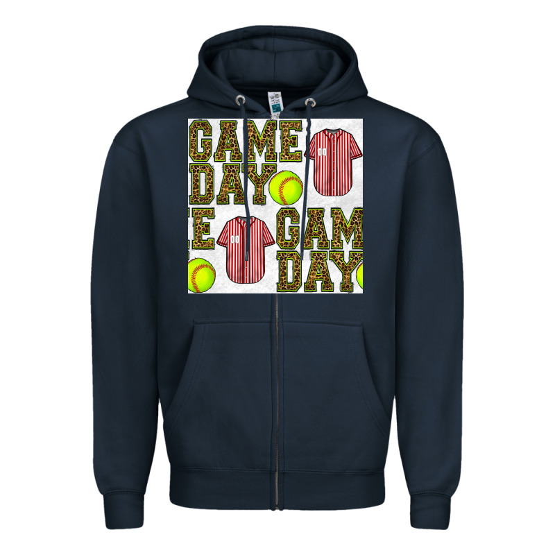 Softball Uniform Game Day Seamless Pattern Zipper Hoodie by BundleAndBundleShop | Teevron