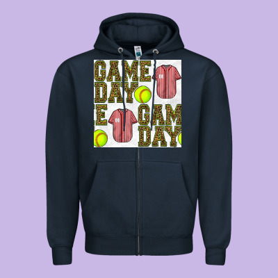 Softball Uniform Game Day Seamless Pattern Zipper Hoodie Designed By Bundleandbundleshop