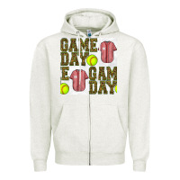 Oatmeal Heather softball uniform game day seamless pattern Zipper Hoodie - BundleAndBundleShop