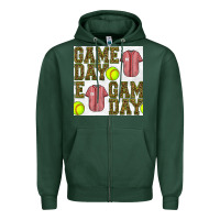 Sports Green softball uniform game day seamless pattern Zipper Hoodie - BundleAndBundleShop