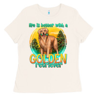 Bone life is better with a golden retriever Ladies Tee - texasbilliewilder