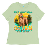 Matcha life is better with a golden retriever Ladies Tee - texasbilliewilder