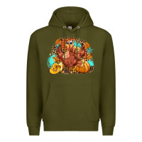 Army Green Turkey pumpkins Premium Hoodie - NancyCooperArtShop