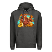 Charcoal Heather Turkey pumpkins Premium Hoodie - NancyCooperArtShop