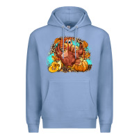 Colony Blue Turkey pumpkins Premium Hoodie - NancyCooperArtShop
