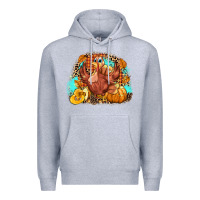Heather Grey Turkey pumpkins Premium Hoodie - NancyCooperArtShop