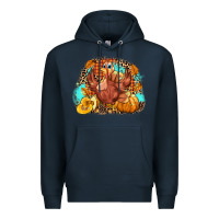 Navy Turkey pumpkins Premium Hoodie - NancyCooperArtShop
