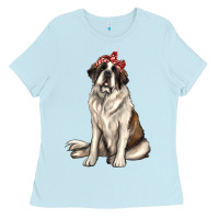 Baby Blue st bernard with bandanna Ladies Tee - texasbilliewilder