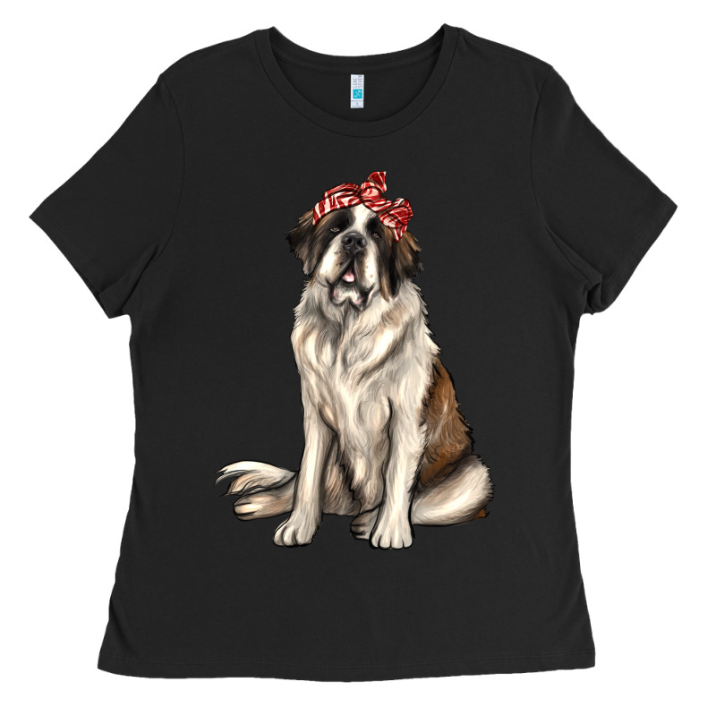 St Bernard With Bandanna Ladies Tee by texasbilliewilder | Teevron