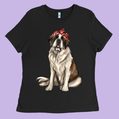 St Bernard With Bandanna Ladies Tee Designed By Texasbilliewilder