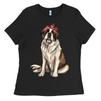 Black st bernard with bandanna Ladies Tee - texasbilliewilder