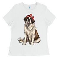 White st bernard with bandanna Ladies Tee - texasbilliewilder