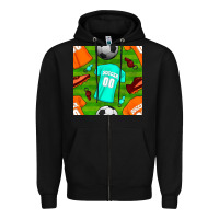 Black soccer ball uniform and shoes seamless pattern Zipper Hoodie - BundleAndBundleShop