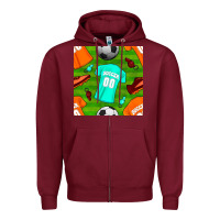 Burgundy soccer ball uniform and shoes seamless pattern Zipper Hoodie - BundleAndBundleShop