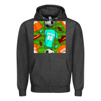 Charcoal Heather soccer ball uniform and shoes seamless pattern Zipper Hoodie - BundleAndBundleShop