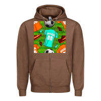 Chestnut soccer ball uniform and shoes seamless pattern Zipper Hoodie - BundleAndBundleShop