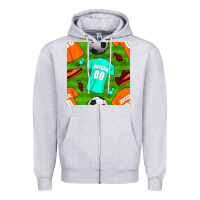 Heather Grey soccer ball uniform and shoes seamless pattern Zipper Hoodie - BundleAndBundleShop