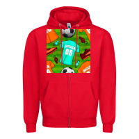 Red soccer ball uniform and shoes seamless pattern Zipper Hoodie - BundleAndBundleShop