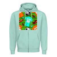 Soccer Ball Uniform And Shoes Seamless Pattern Zipper Hoodie | Teevron