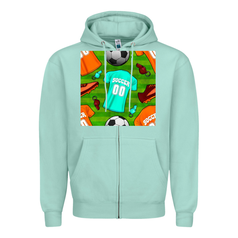 Soccer Ball Uniform And Shoes Seamless Pattern Zipper Hoodie by BundleAndBundleShop | Teevron