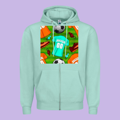 Soccer Ball Uniform And Shoes Seamless Pattern Zipper Hoodie Designed By Bundleandbundleshop