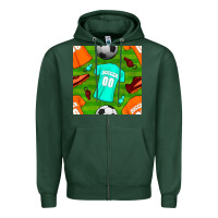 Sports Green soccer ball uniform and shoes seamless pattern Zipper Hoodie - BundleAndBundleShop