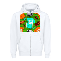 White soccer ball uniform and shoes seamless pattern Zipper Hoodie - BundleAndBundleShop