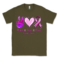 Army Green Peace Love Cure Breast Cancer Classic Tee - Jasminsmagicworld