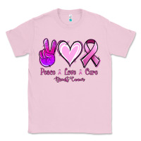 Bubblegum Pink Peace Love Cure Breast Cancer Classic Tee - Jasminsmagicworld