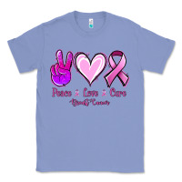 Colony Blue Peace Love Cure Breast Cancer Classic Tee - Jasminsmagicworld