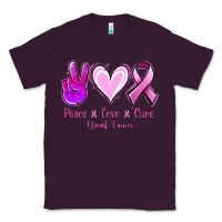 Plum Peace Love Cure Breast Cancer Classic Tee - Jasminsmagicworld
