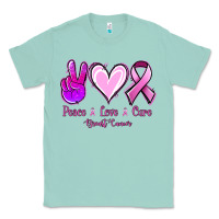 Seafoam Peace Love Cure Breast Cancer Classic Tee - Jasminsmagicworld