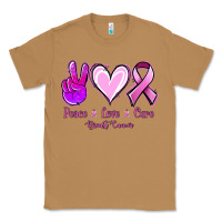 Toasted Coconut Peace Love Cure Breast Cancer Classic Tee - Jasminsmagicworld