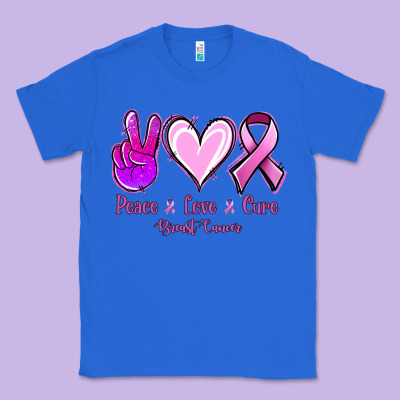 Peace Love Cure Breast Cancer Classic Tee Designed By Jasminsmagicworld