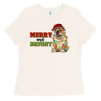 Bone merry and bright english bulldog Ladies Tee - RanaPortraitStore