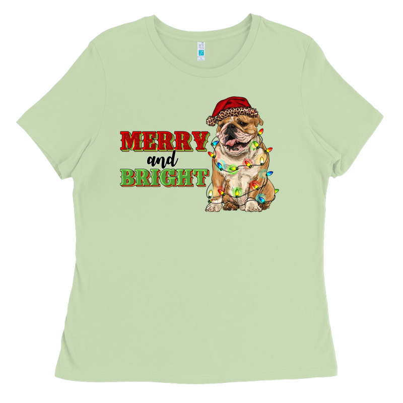 Merry And Bright English Bulldog Ladies Tee by RanaPortraitStore | Teevron