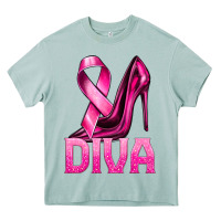Arona Breast Cancer Diva Ribbon and Heels Heavy Core Tee - texasbilliewilder