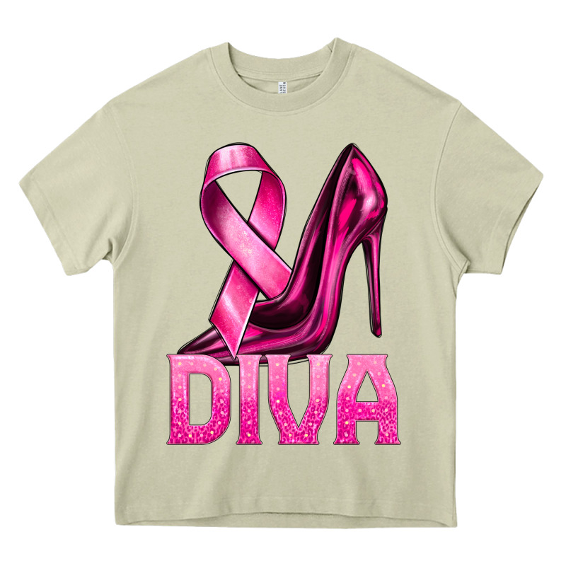 Breast Cancer Diva Ribbon And Heels Heavy Core Tee by texasbilliewilder | Teevron