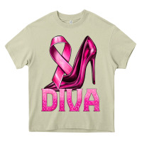 Mossy Breast Cancer Diva Ribbon and Heels Heavy Core Tee - texasbilliewilder