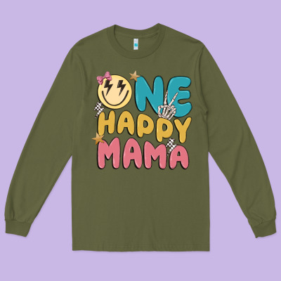 One Happy Mama Long Sleeve Tee Designed By Maliassmallbusiness
