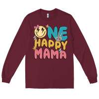 Burgundy one happy mama Long Sleeve Tee - MaliasSmallBusiness